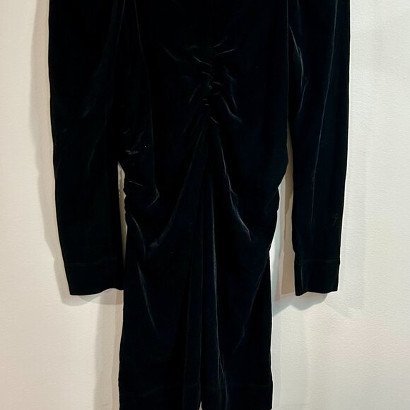 Ganni Velvet Jersey Gathered Mini Dress | Black / 44/US12 - Picture 4 of 11
